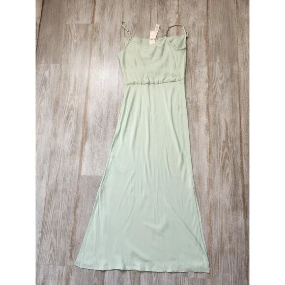 NWT Anthropologie Elyse Slip Dress Maxi Cowl Neck Sleeveless Mint Green Sz XS - Picture 14 of 14